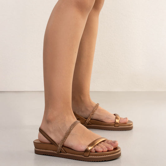 Sandalo con cinturino elastico da donna in bronzo di Via Marte