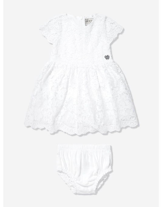 Abito bianco da bambina con pagliaccetti