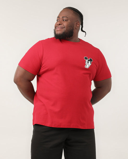 Camiseta masculina Plus Size Red Mickey Patch | Disney
