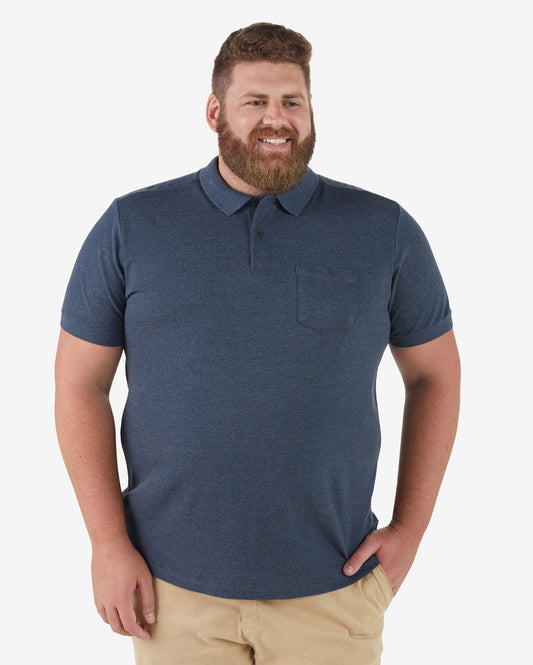Polo de hombre talla grande Legacy Piquet Manga Azul | Pool Basics