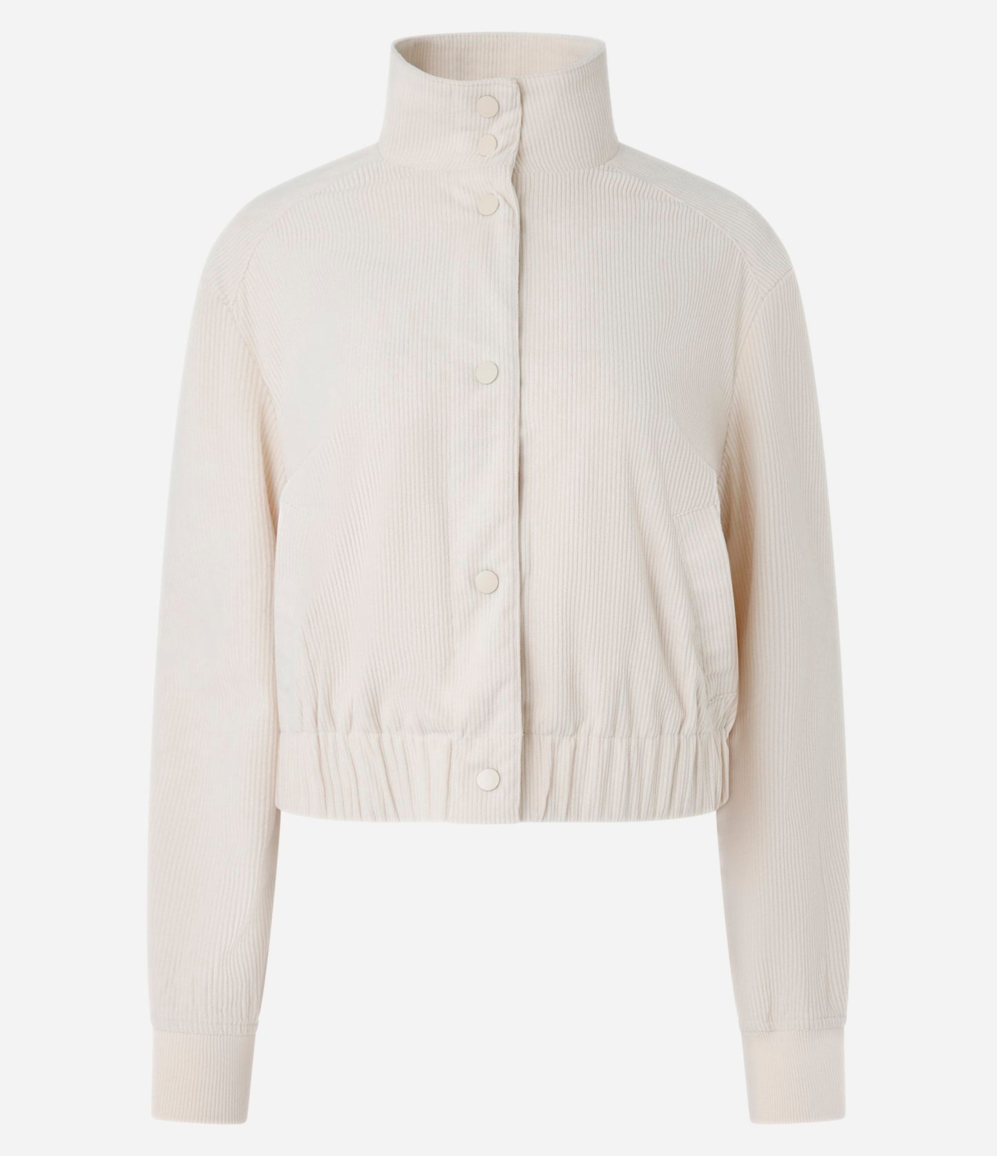 Bomber in velluto a coste beige con colletto alto