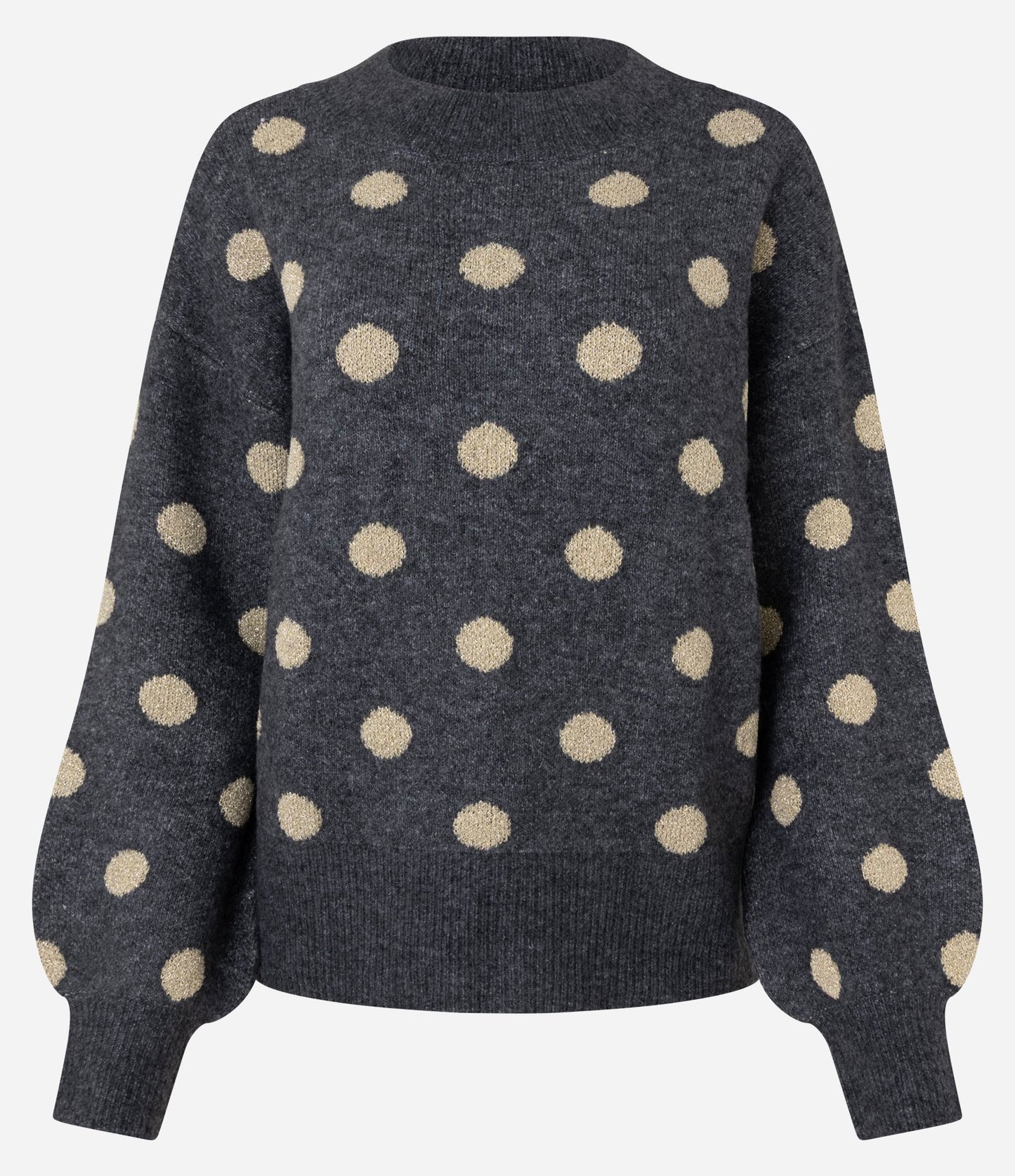 Maglione a maglia con maniche larghe e motivo a pois grigio