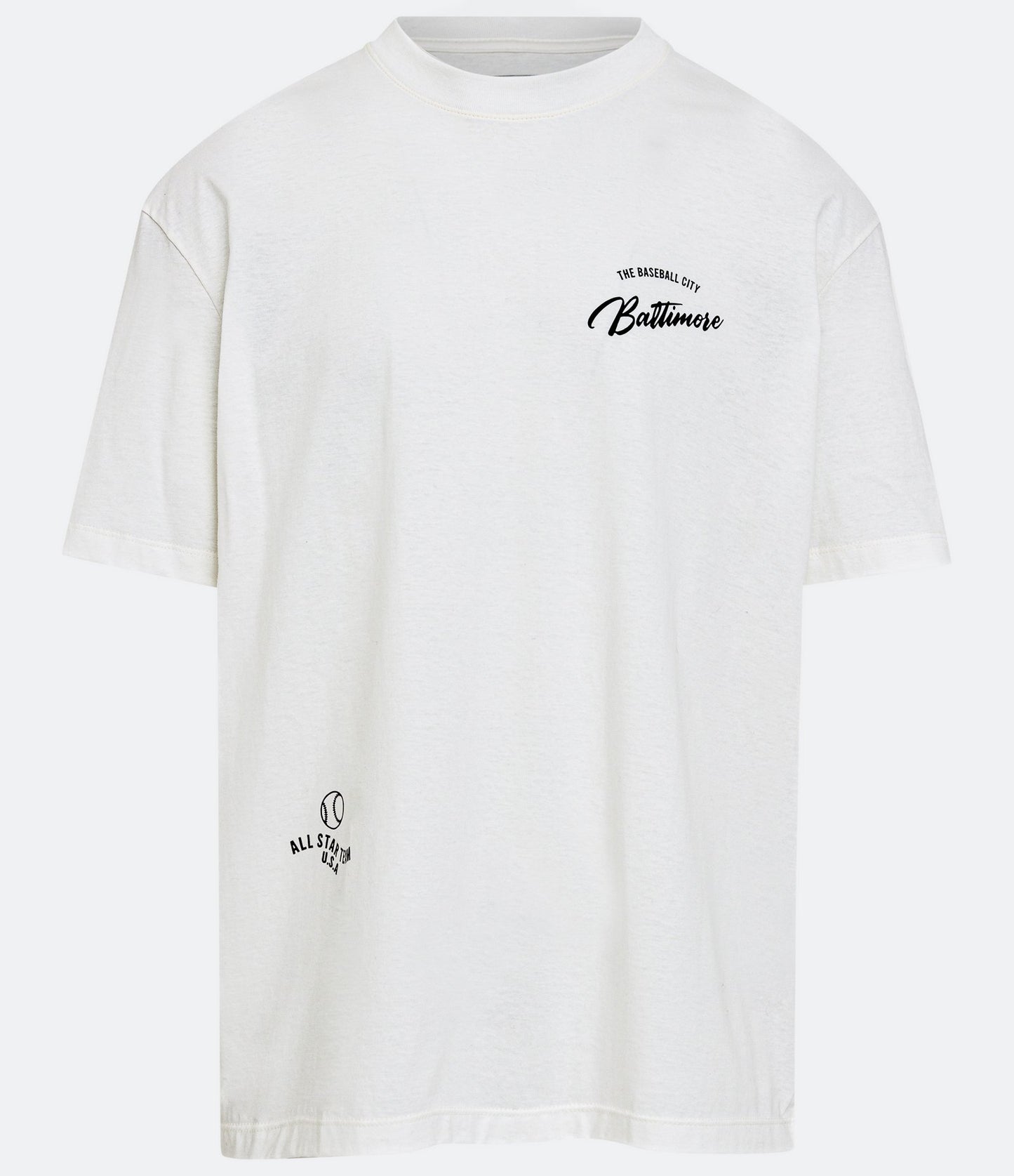 Camiseta Relaxed Fit Snow White com estampa de beisebol de Baltimore