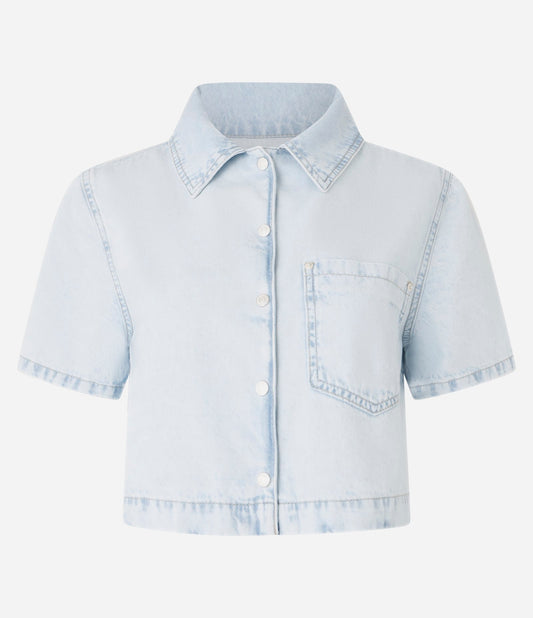 Camisa vaquera azul Delave con bolsillo en el pecho