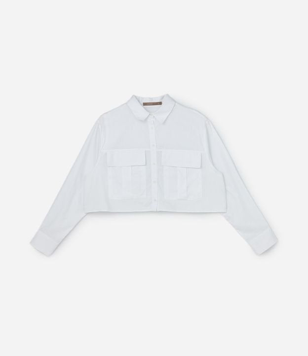 Camicia tricolore bianca con tasche curve e taglie forti
