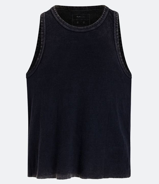 Camiseta longa de algodão com efeito marmorizado e bainha sem acabamento em preto marmorizado