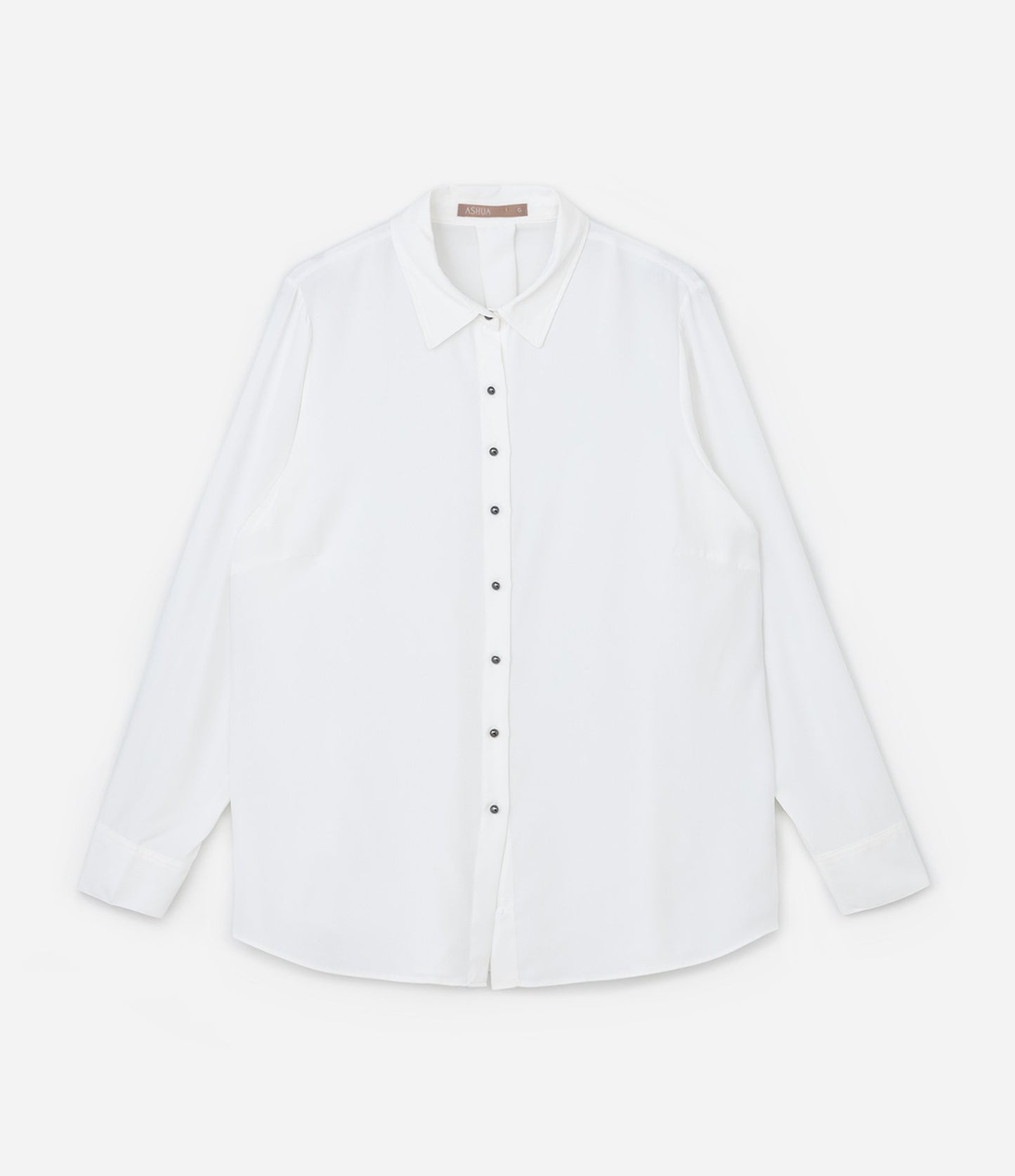 Camicia in crepe bianca con bottoni metallici - Curve e taglie forti