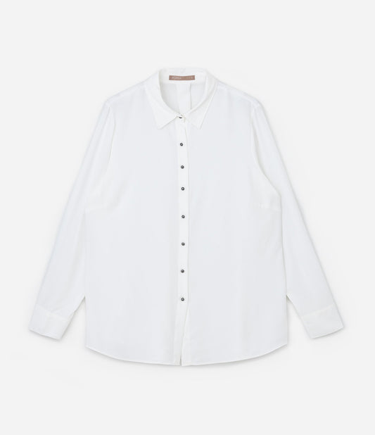 Camicia in crepe bianca con bottoni metallici - Curve e taglie forti