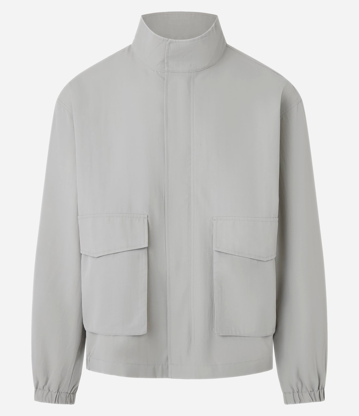 Giacca in poliammide con collo alto e tasca multiuso in grigio