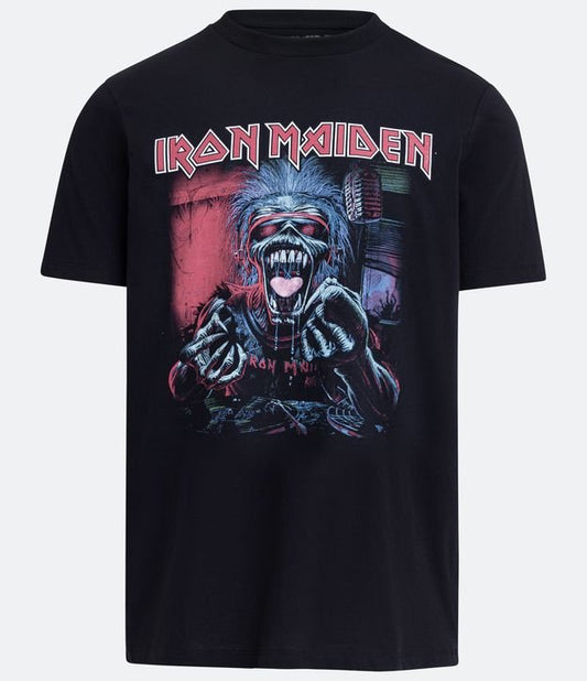 Camiseta Regular Fit de algodão com estampa Eddie from Iron Maiden em preto