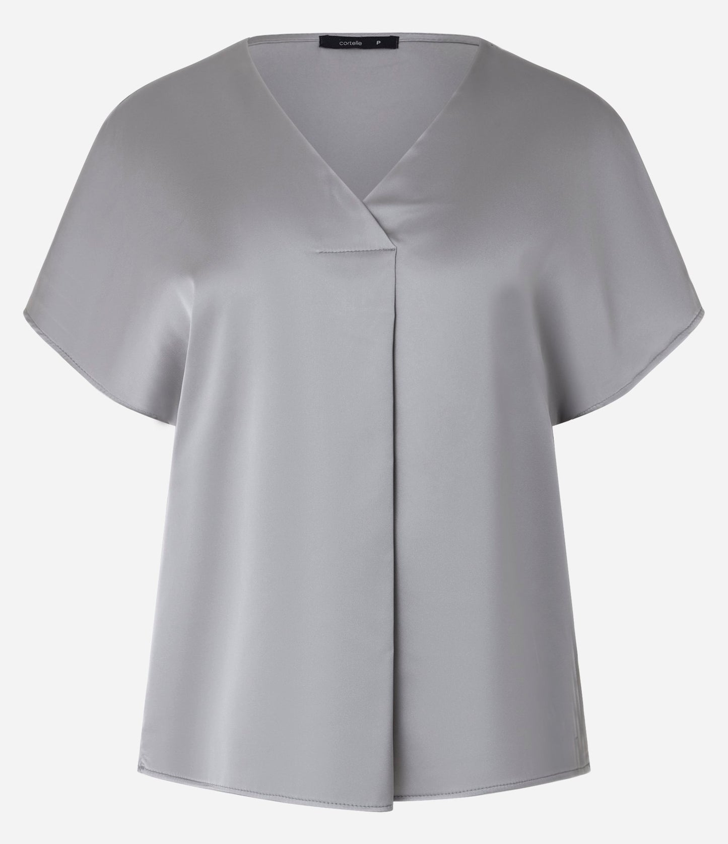 Blusa Solta de Cetim com Pregas Frontais em Prata