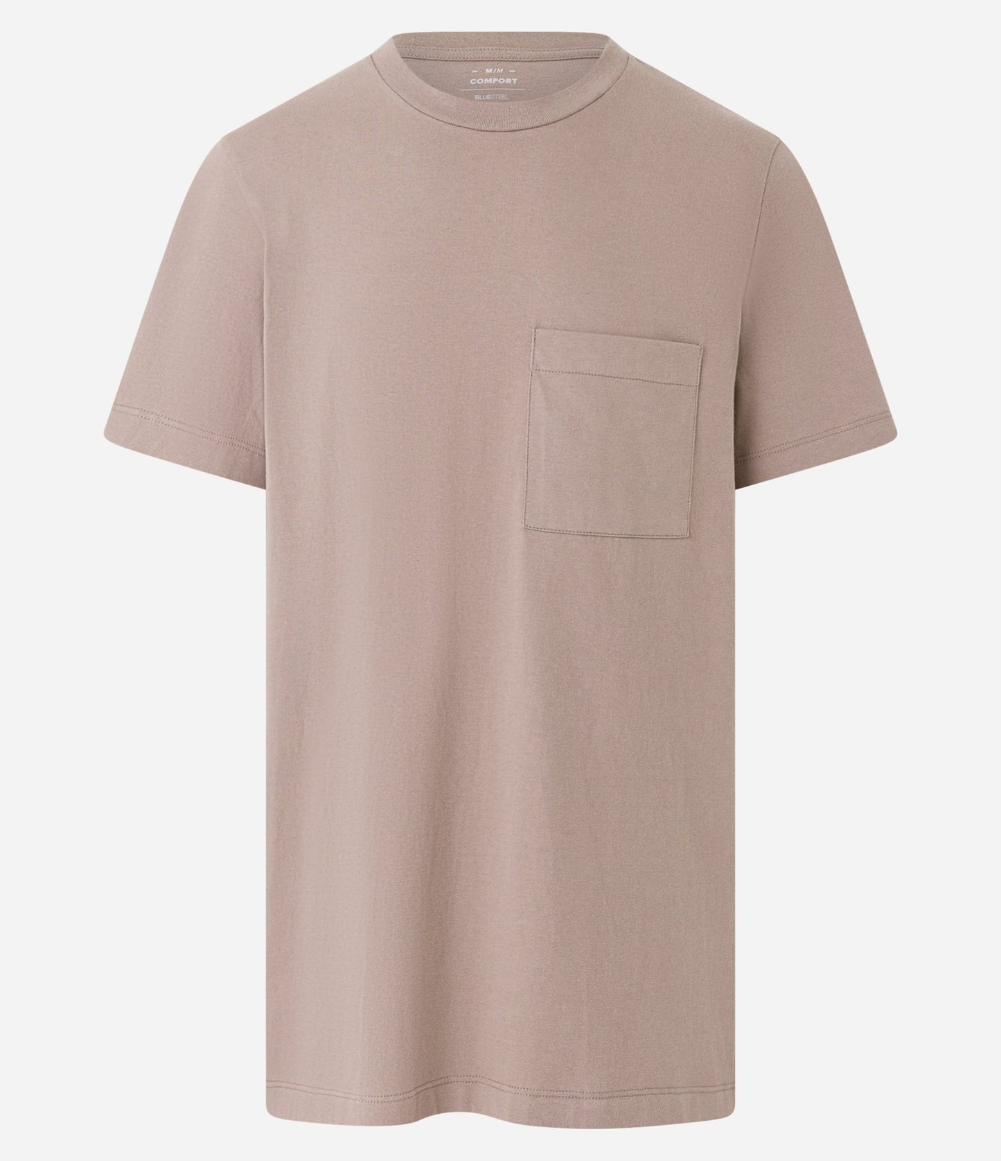 Camiseta Comfort bege em meia malha com bolso