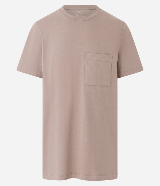 Camiseta Comfort bege em meia malha com bolso