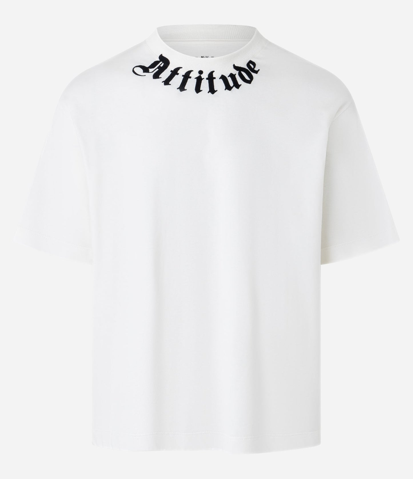 Maglietta dal taglio rilassato in maglia con disegno Attitude ricamato - Bianco