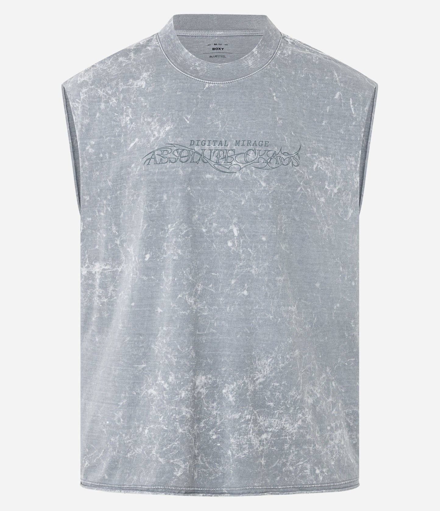 Canottiera boxy in cotone grigio effetto marmorizzato