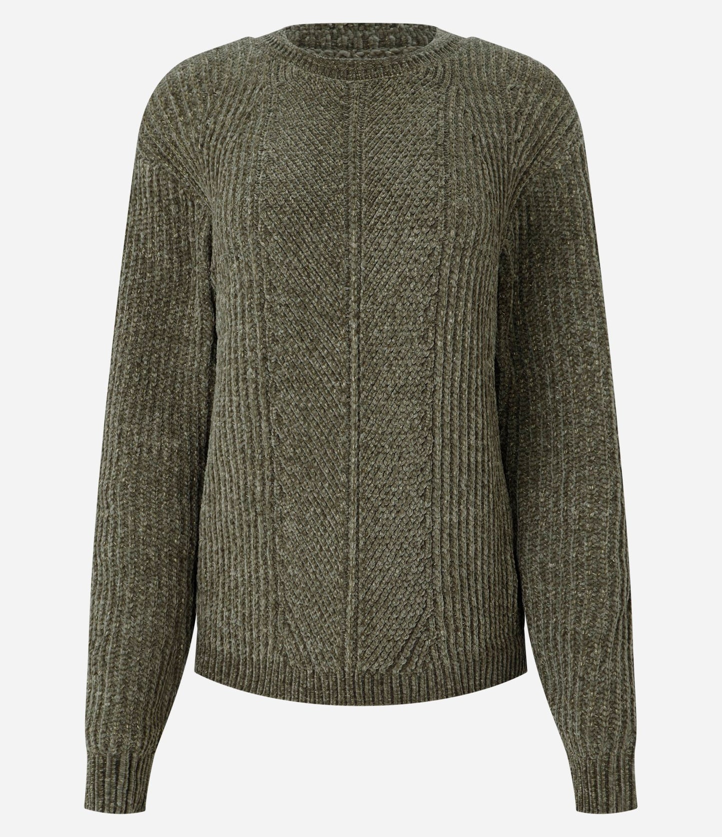 Suéter Verde Texturizado de Tricô com Punhos Canelados