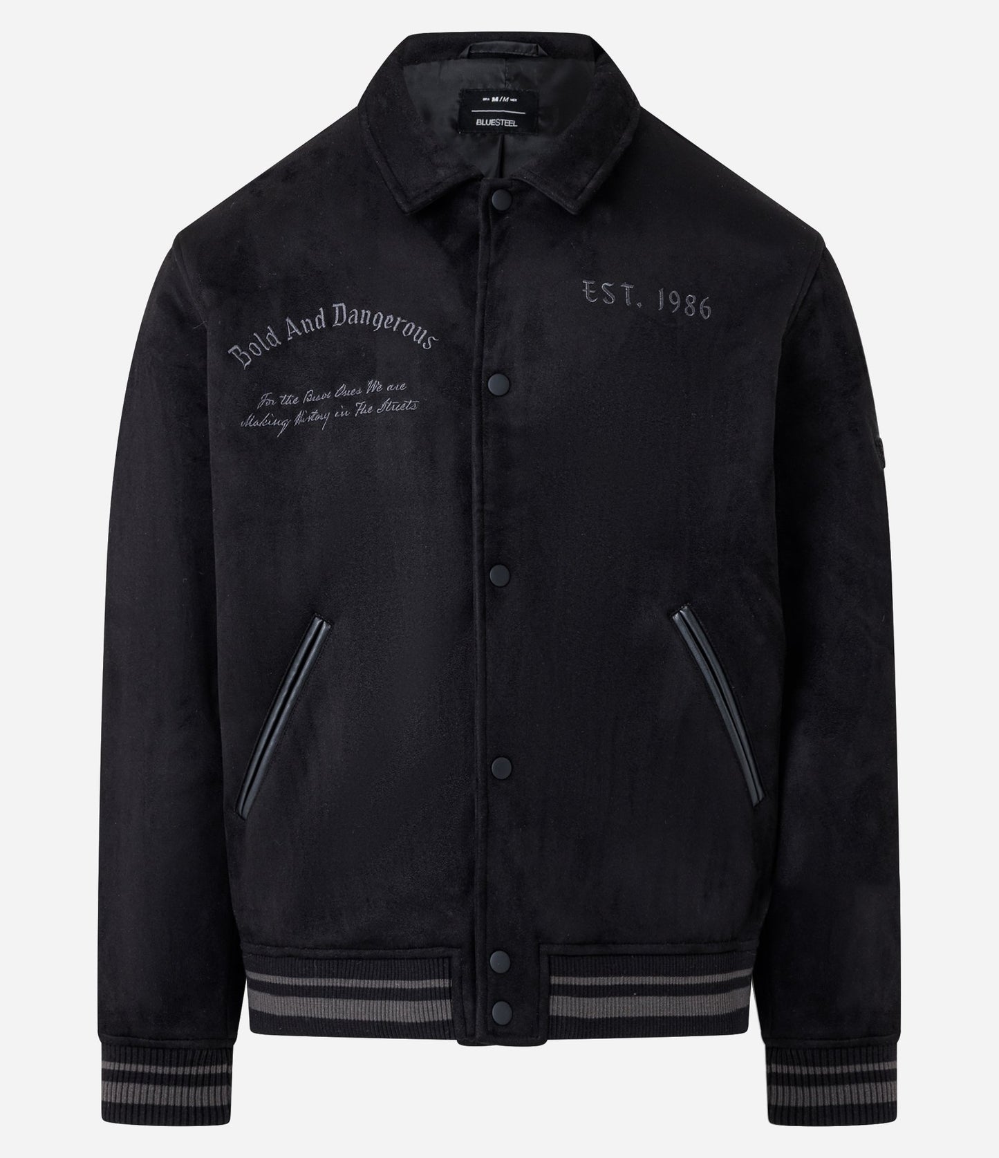 Chaqueta Varsity Gris con Diseño de Letras Bordadas