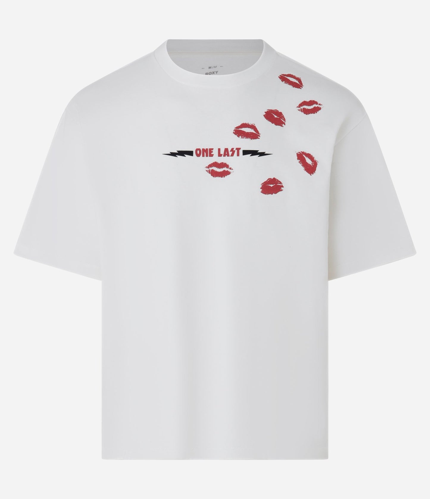 Maglietta boxy in tessuto knit con stampa Kiss bianca