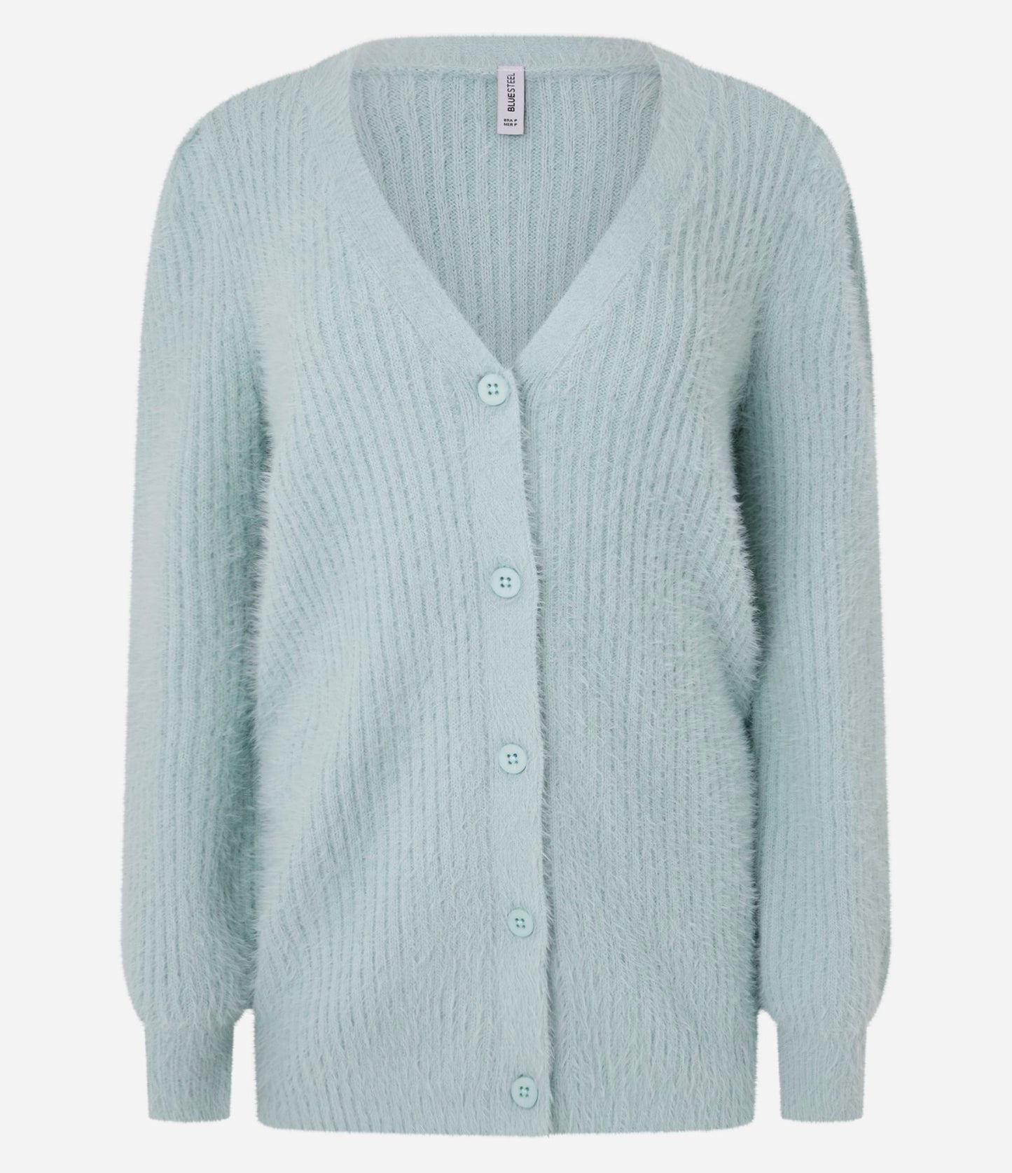 Cardigan a maglia lunga con trama vaporosa e polsini a coste in verde