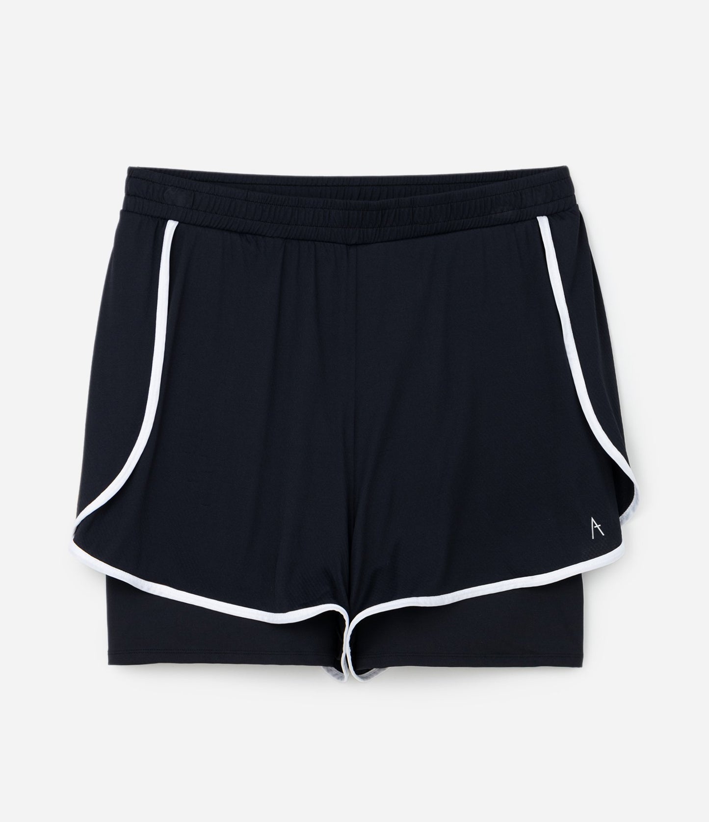 Pantaloncini sportivi corti da runner con vestibilità asciutta, fodera interna e striscia curva, taglie forti, nero