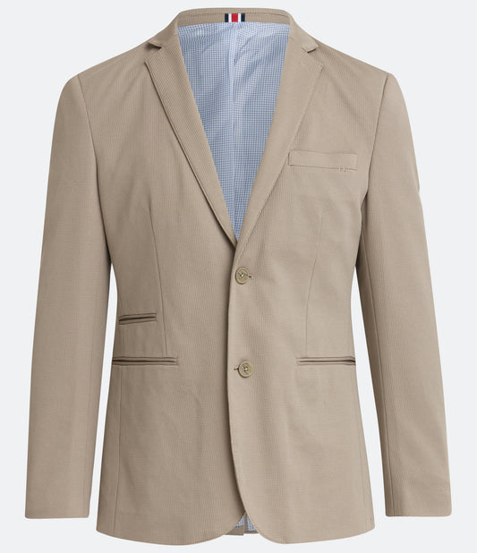 Slim Textured Blazer in Beige Polyviscose