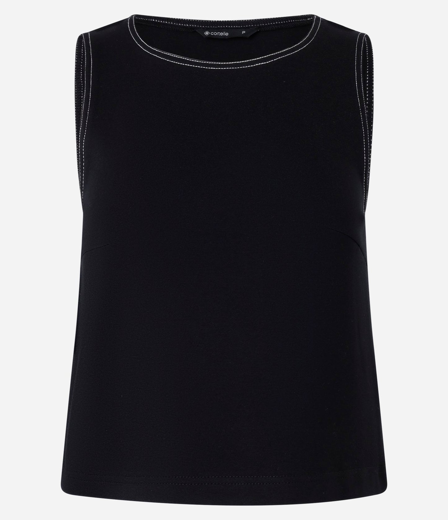 Camicetta nera a punto Roma con cuciture a vista