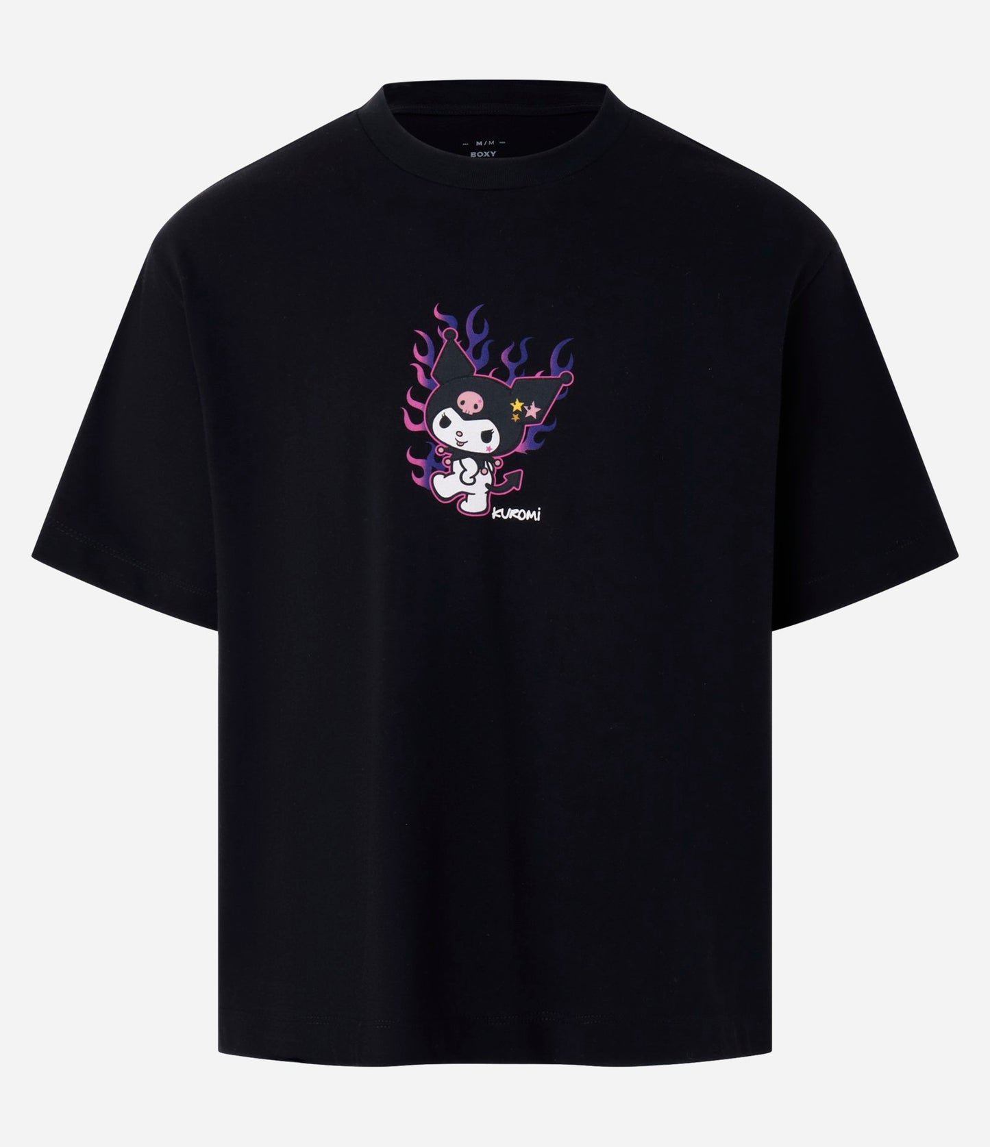 Camiseta boxy de punto negro con estampado Kuromi