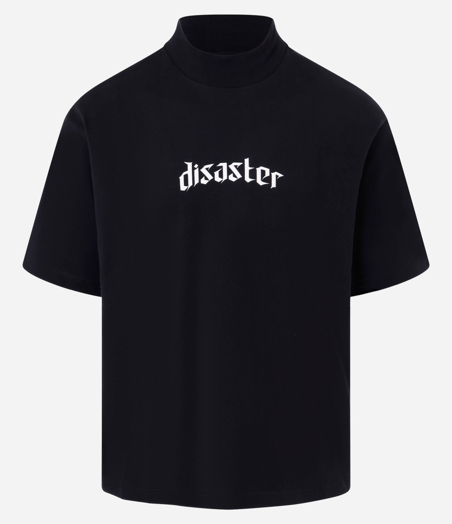 Camiseta boxy de punto con cuello ancho y estampado de letras azul marino