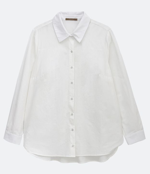 Camisa Larga Básica en Tricolínea, Curvas y Tallas Grandes, Blanca