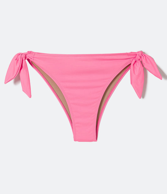 Slip bikini in poliammide con nodi laterali - Rosa