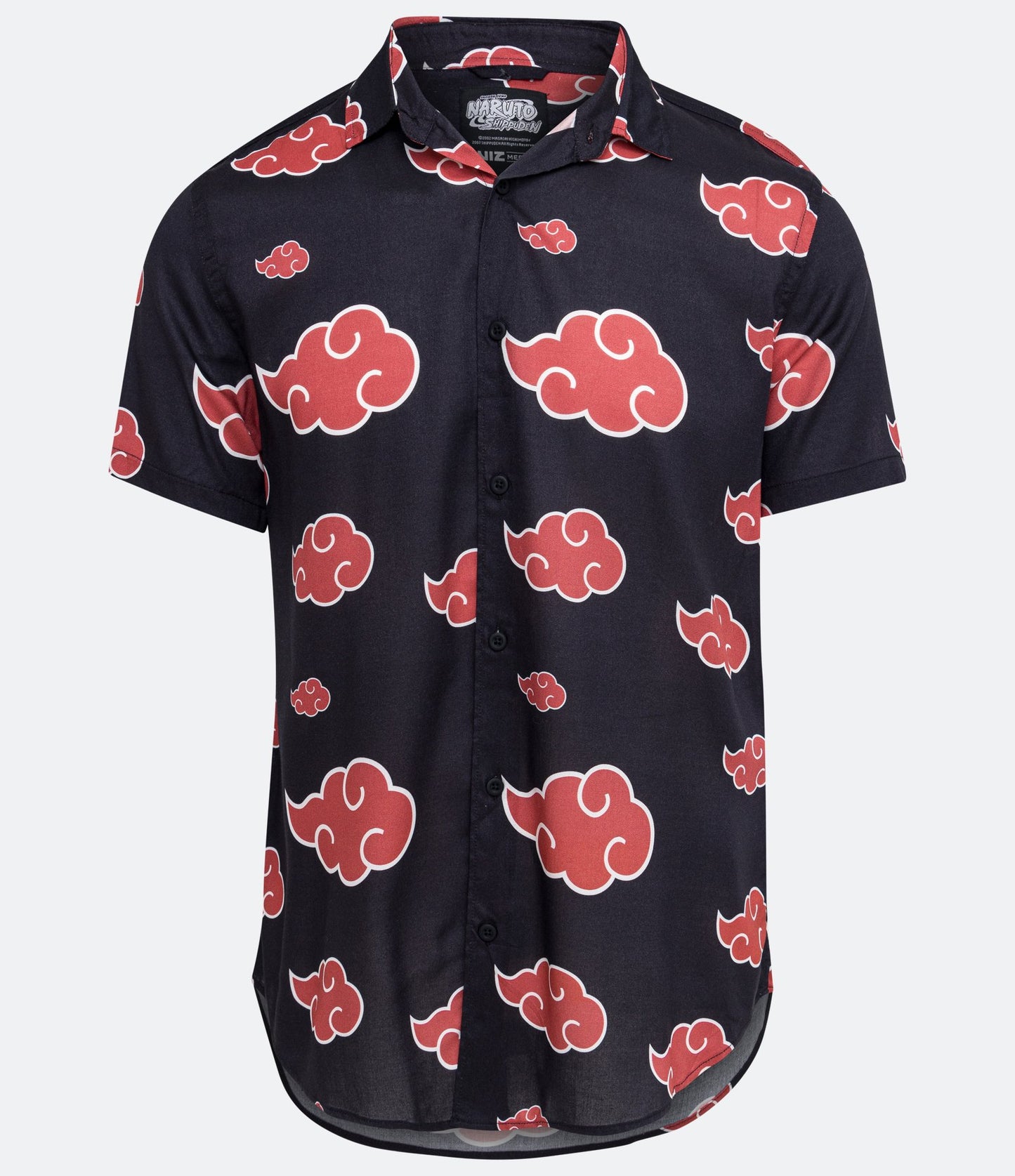 Camisa de manga curta de viscose com estampa Akatsuki preta