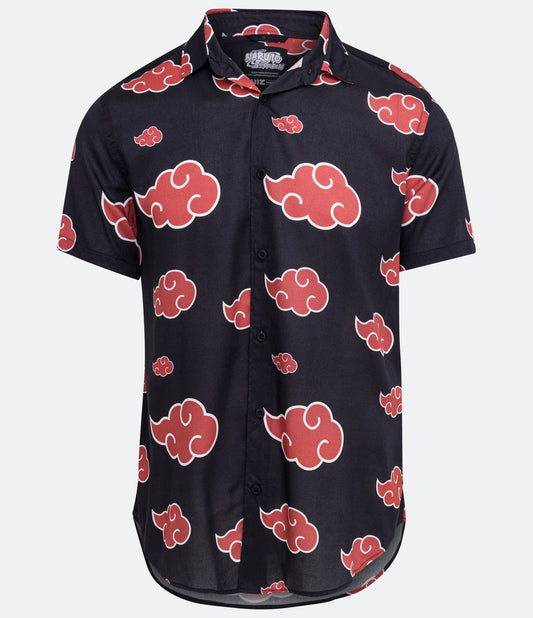 Camisa de manga curta de viscose com estampa Akatsuki preta