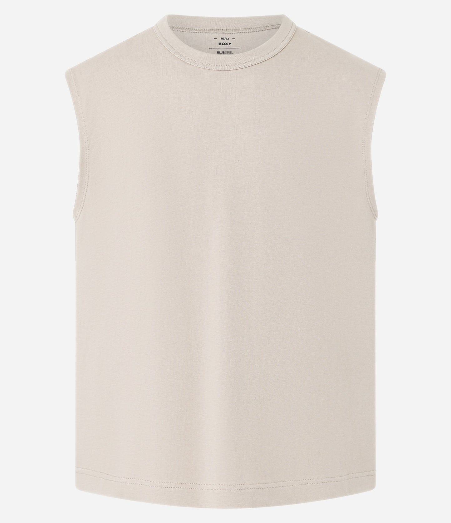 Camiseta de tirantes de algodón con cuello redondo en beige