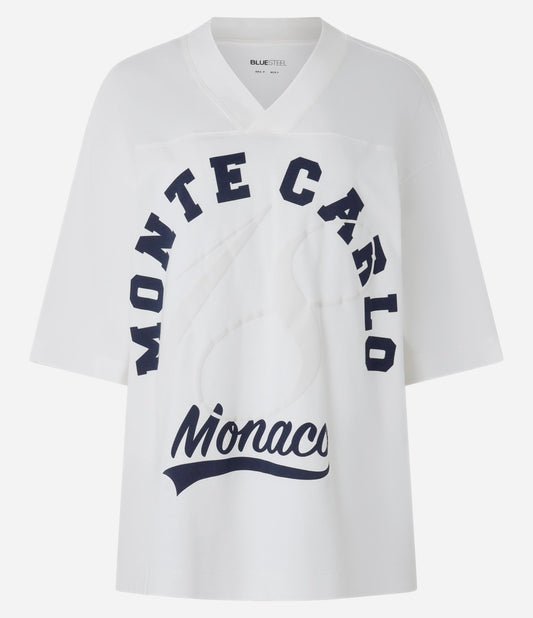 Camiseta Branca Oversized com Letreiro Monte Carlo