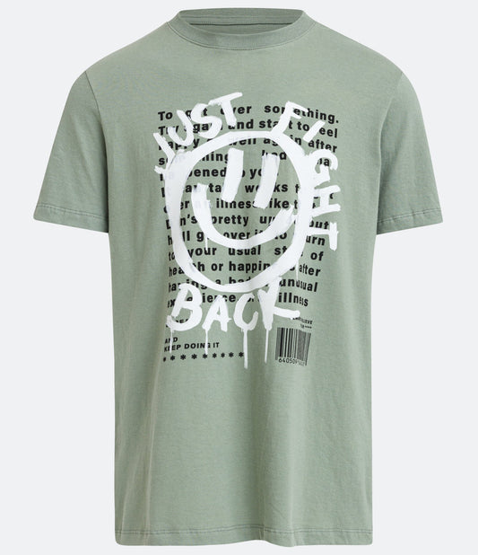 Camiseta de algodão com estampa Smiley Face verde