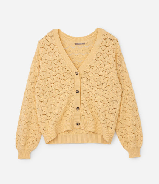 Cardigan in maglia strutturata per taglie forti e taglie forti - Giallo