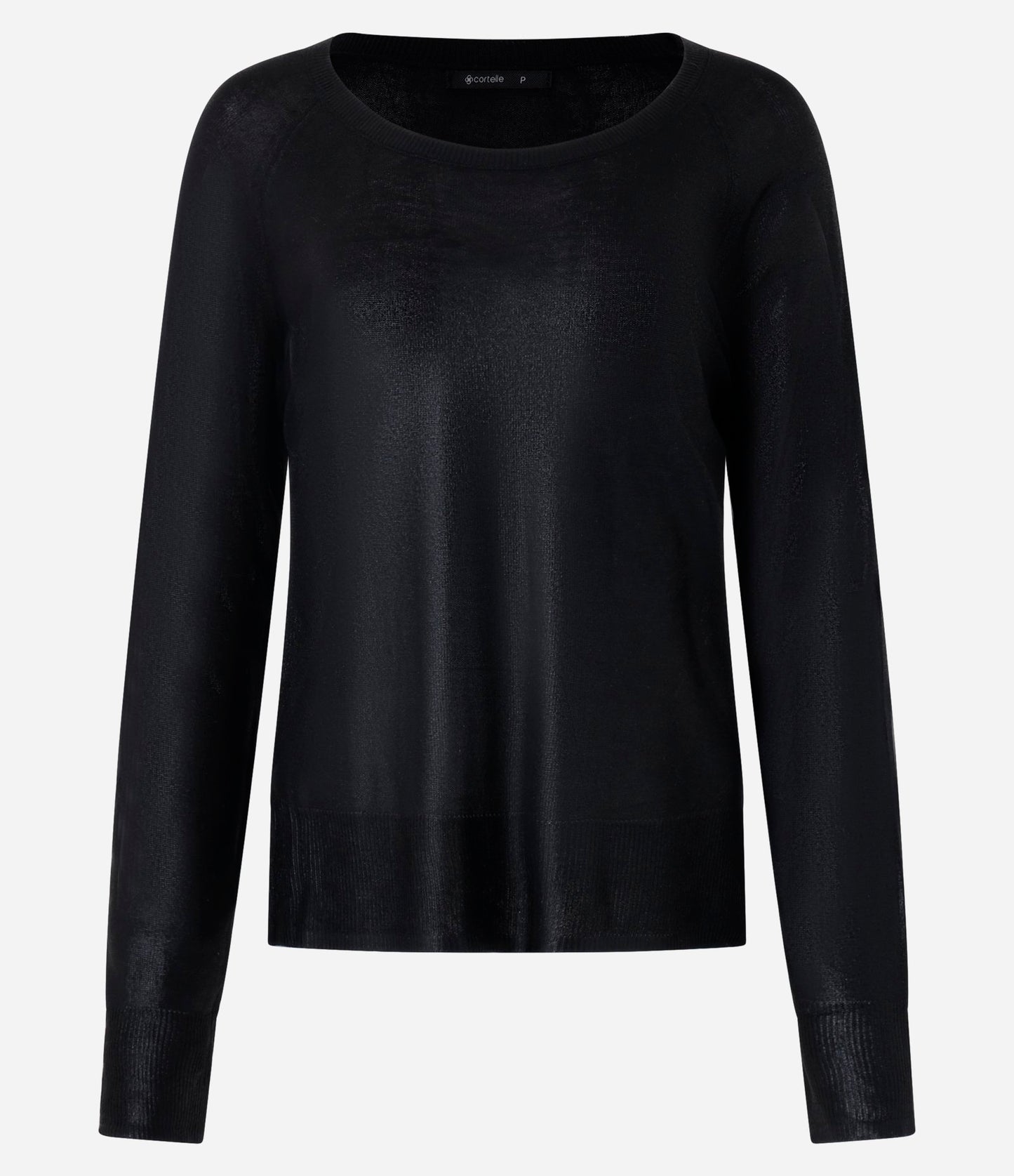 Black Knit Sweater with Raglan Sleeves and Foil Detailing