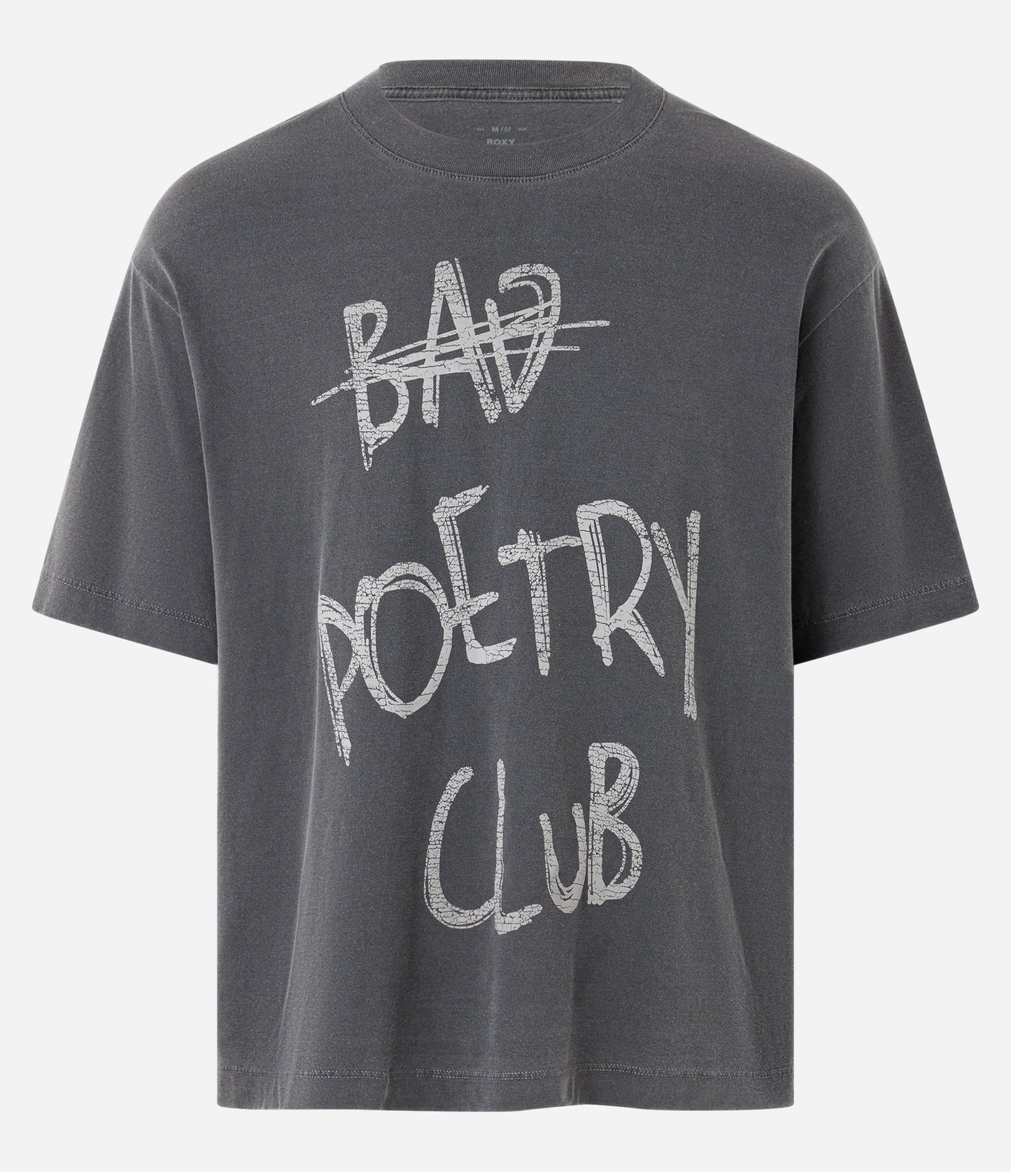 Maglietta Boxy in cotone lavato con stampa Poetry Club in grigio