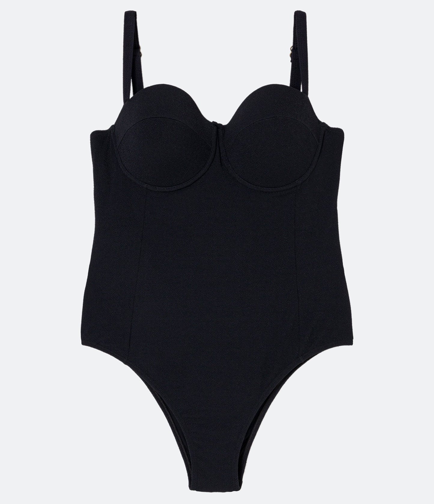 Traje de baño negro de media copa de poliamida con relleno y tallas grandes
