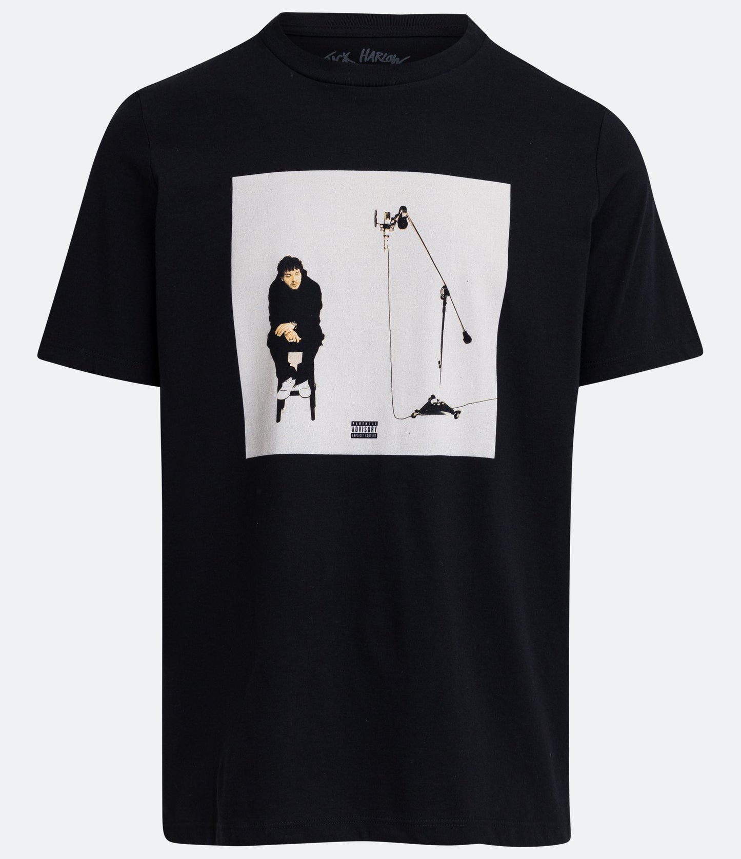 Camiseta regular em meia malha com impressão fotográfica de Jack Harlow - Preto