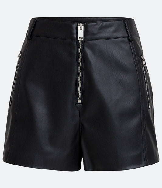 Pantalón Corto de Material Sintético Negro con Bolsillos con Cremallera
