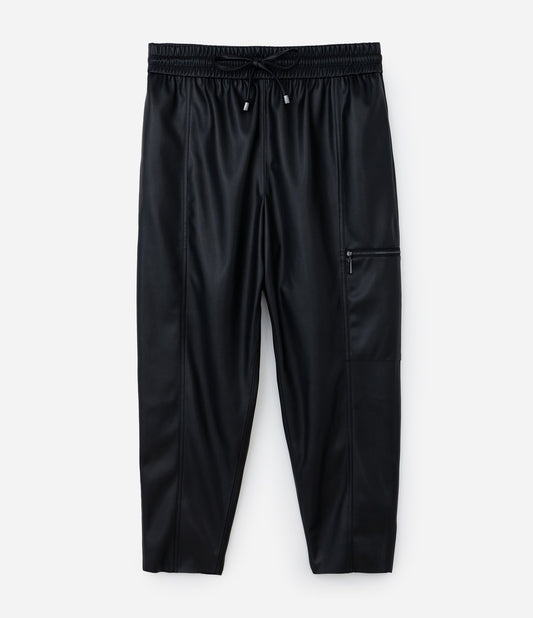 Pantaloni affusolati in materiale sintetico nero - Curve e taglie forti
