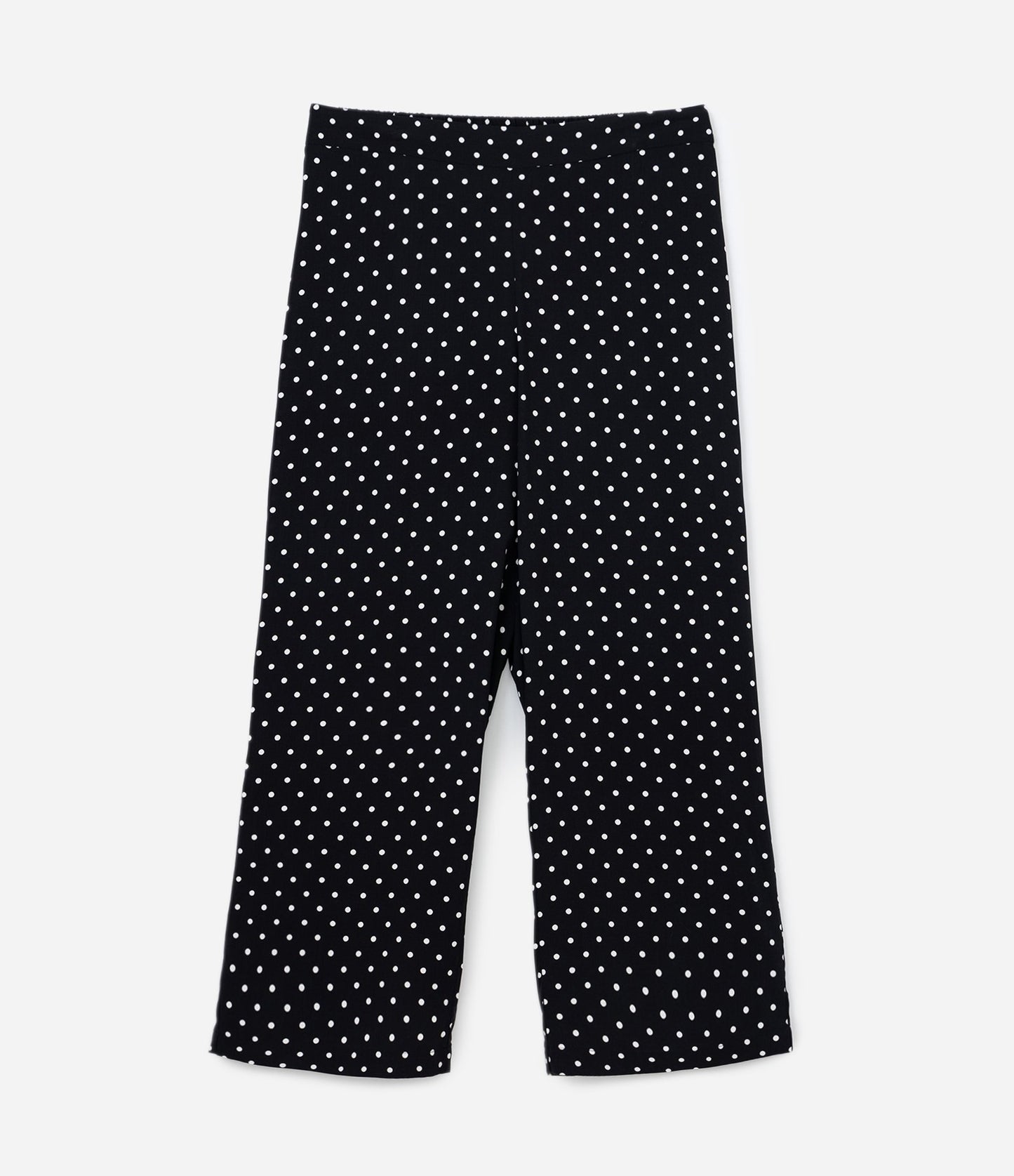 Pantaloni dritti in viscosa a pois con elastico posteriore e taglie forti neri
