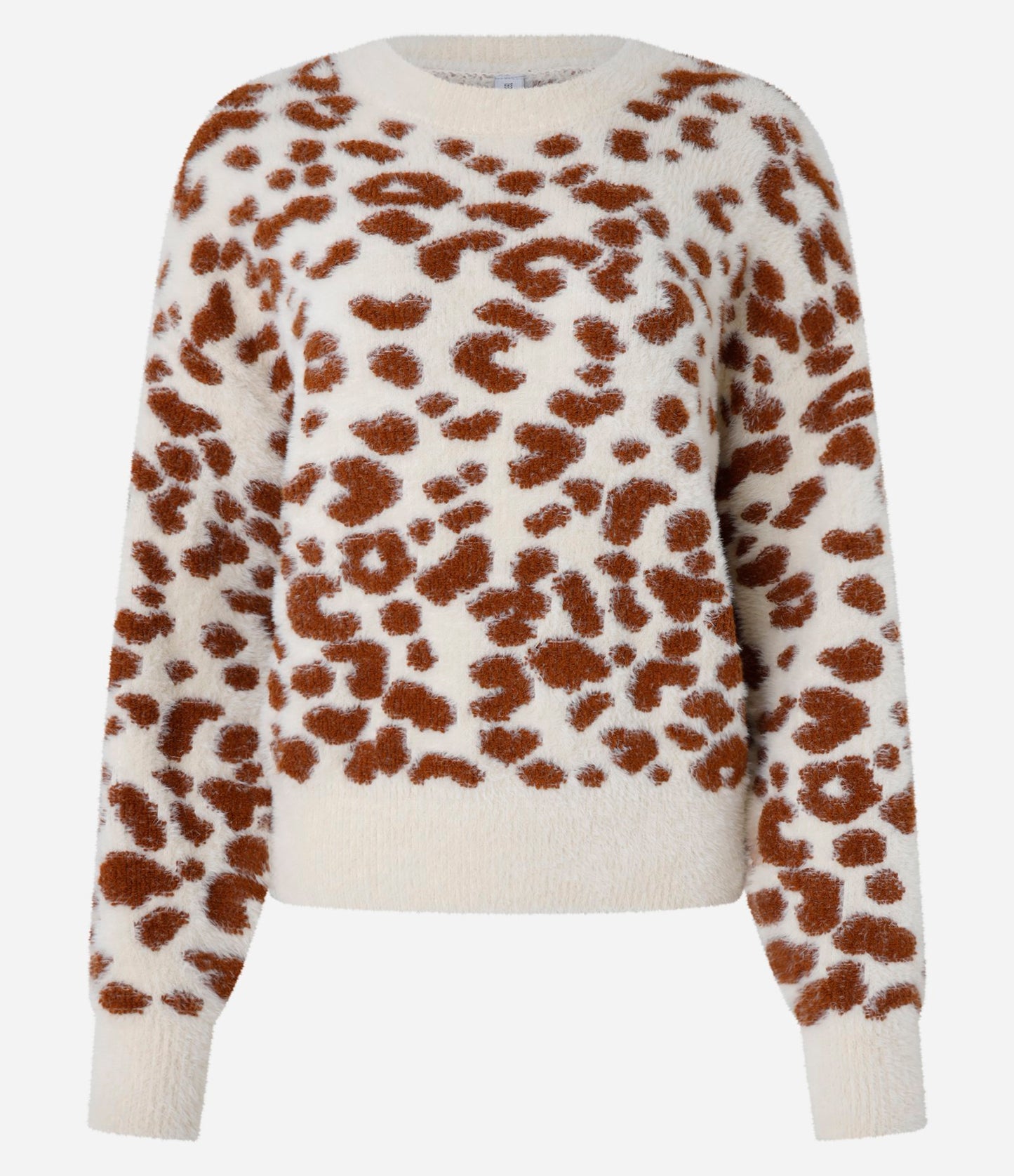 Maglione a maglia sottile con stampa animalier beige