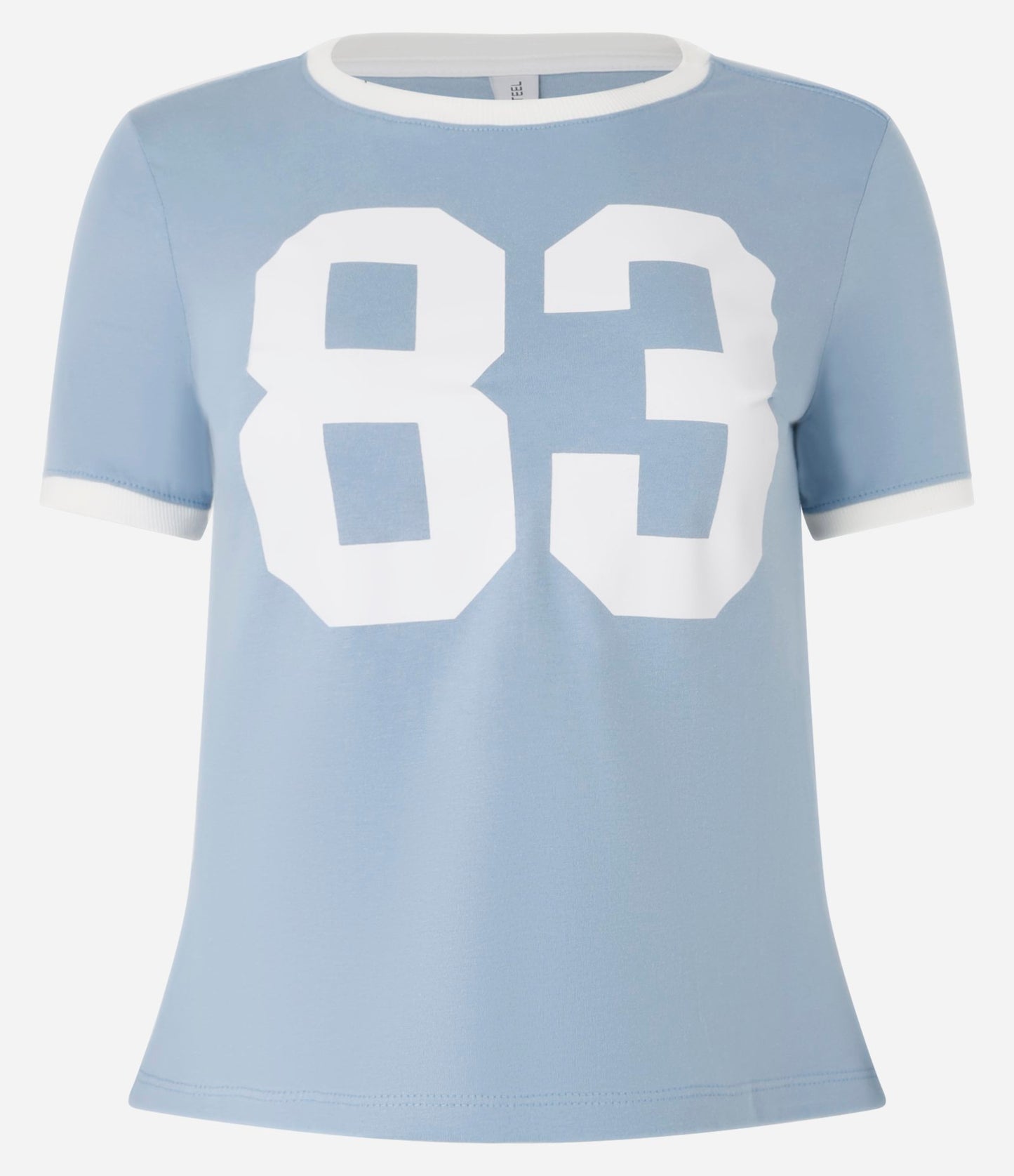 Camiseta Baby Look Feminina de Algodão com Estampa Frontal 83 em Azul