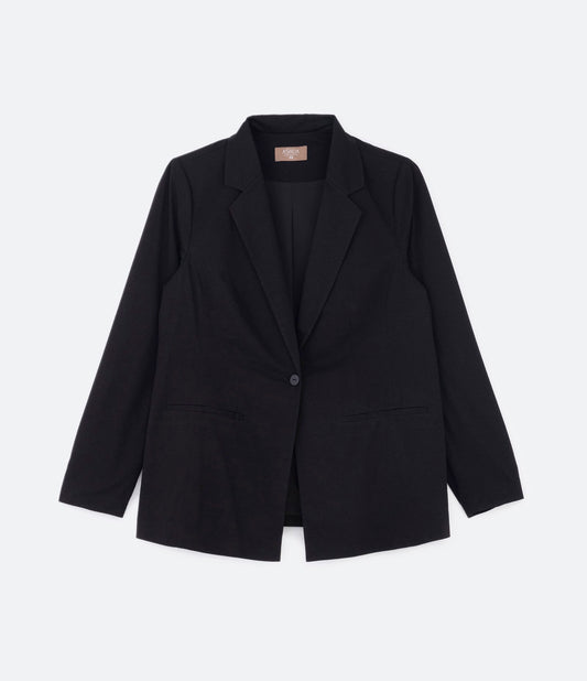 Blazer di base in maglia nera con bottoni - Curve e taglie forti