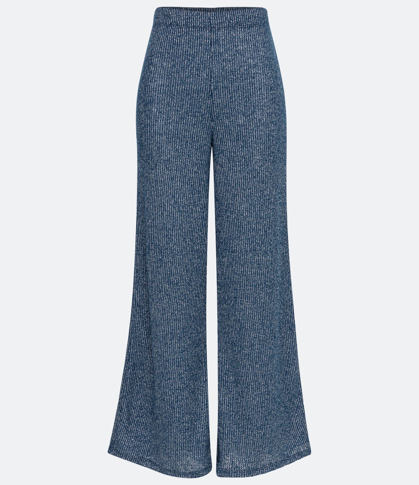Pantaloni palazzo in maglia verde metallizzata