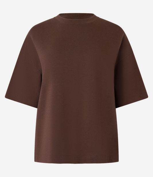 Basic Oversized Brown Short-Sleeve Knit Top