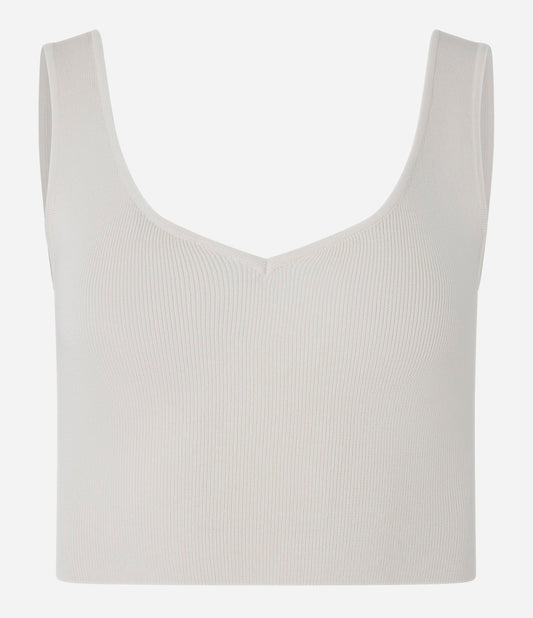 Sleeveless Ribbed Knit Top in Off White