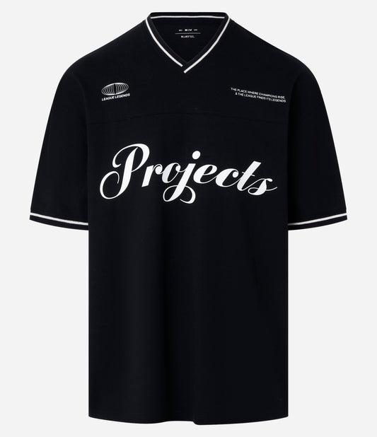 Maglietta in cotone nero con stampa sportiva